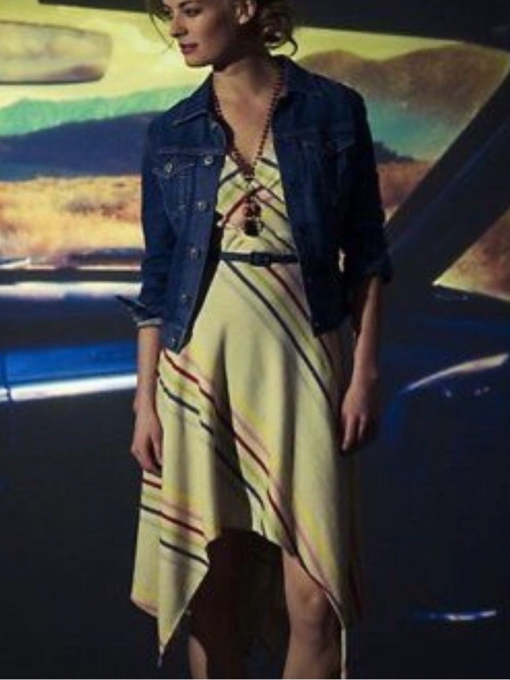 Eva Franco Anthropologie Crossing Stripes Handkerchief-Hem Dress.